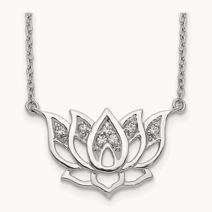Lotus Flower Necklace, 0.05 ct tw Lab-Grown Diamond