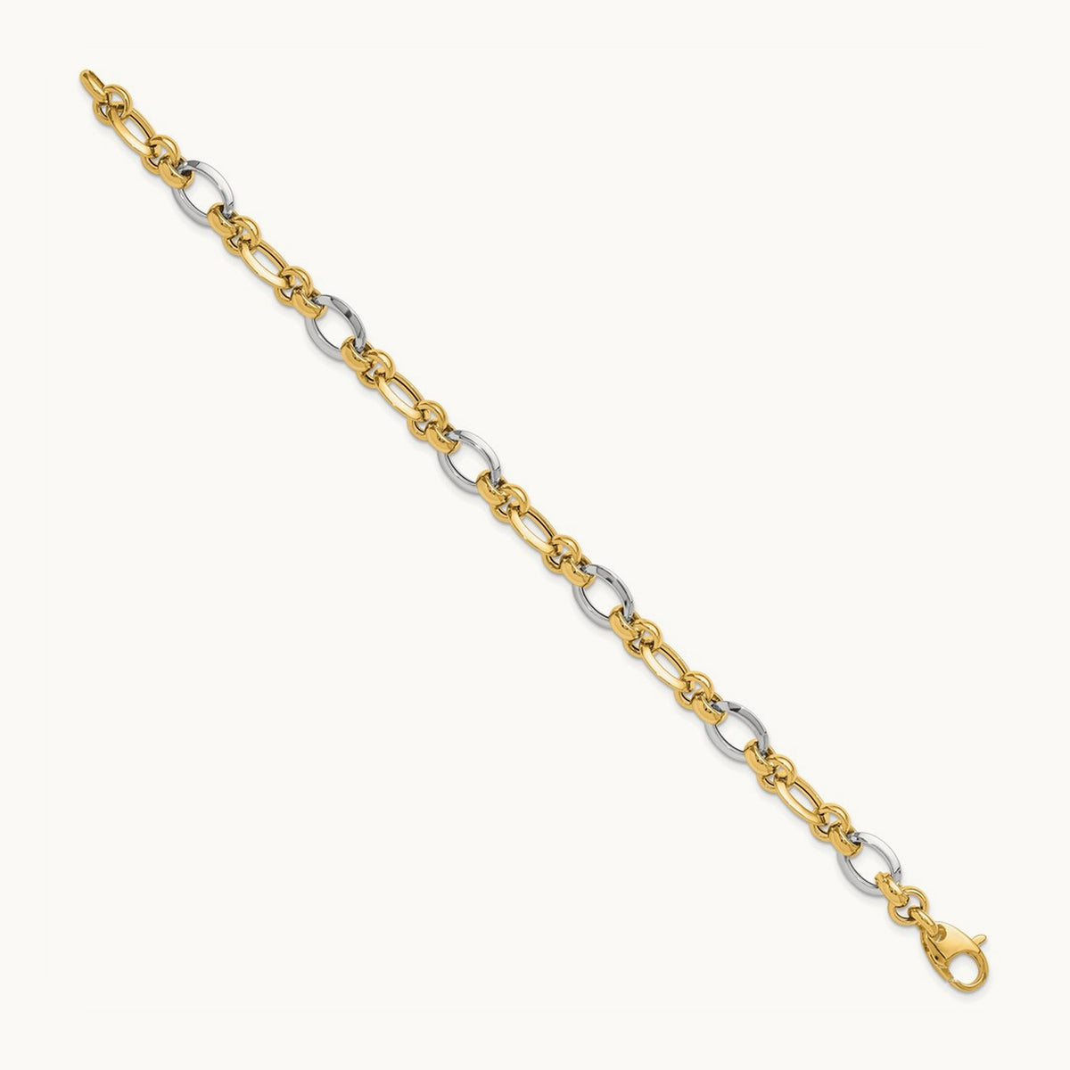 Polished Fancy Link Bracelet, 14K Two-tone