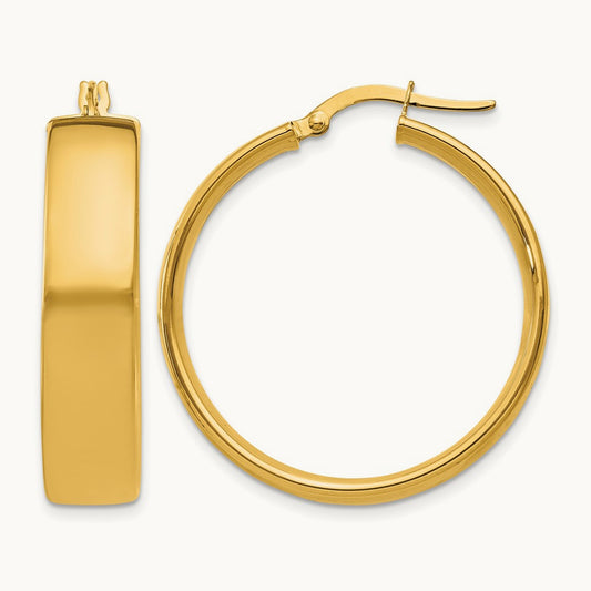 Hoop Earrings, 6.75mm, 14K