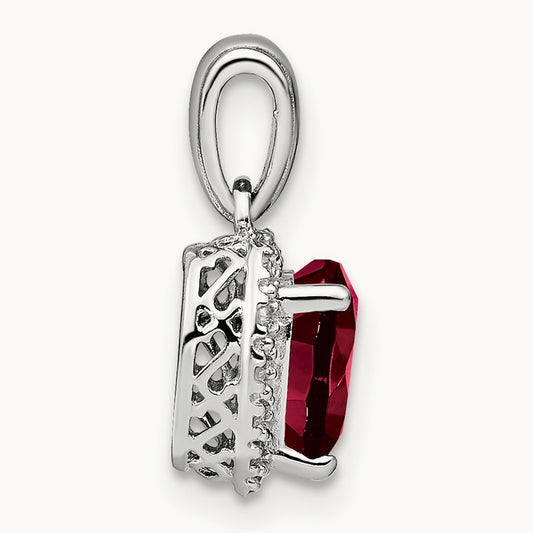 Created Ruby Heart Pendant, 0.05 ct tw Lab-Grown Diamond