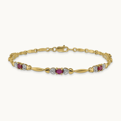 Diamond and Ruby Bracelet — 14K Yellow Gold