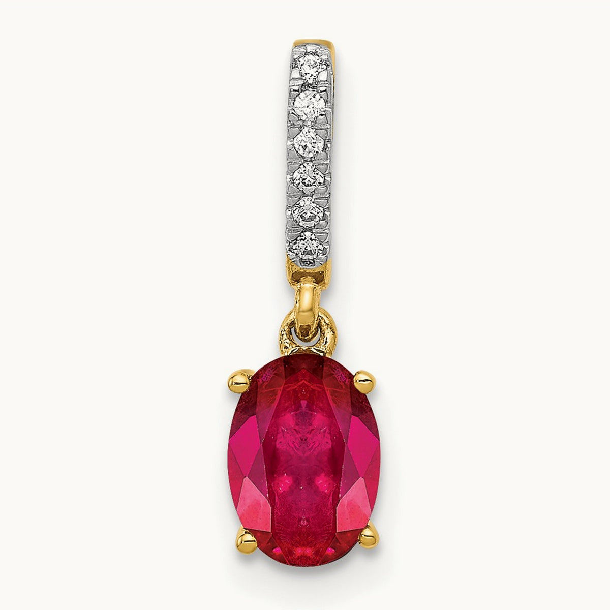Diamond and .91 Oval Ruby Pendant, 14K