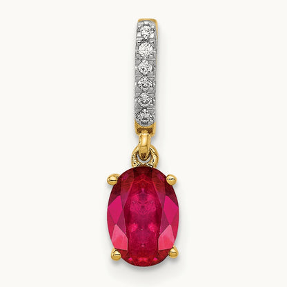 Diamond and .91 Oval Ruby Pendant, 14K