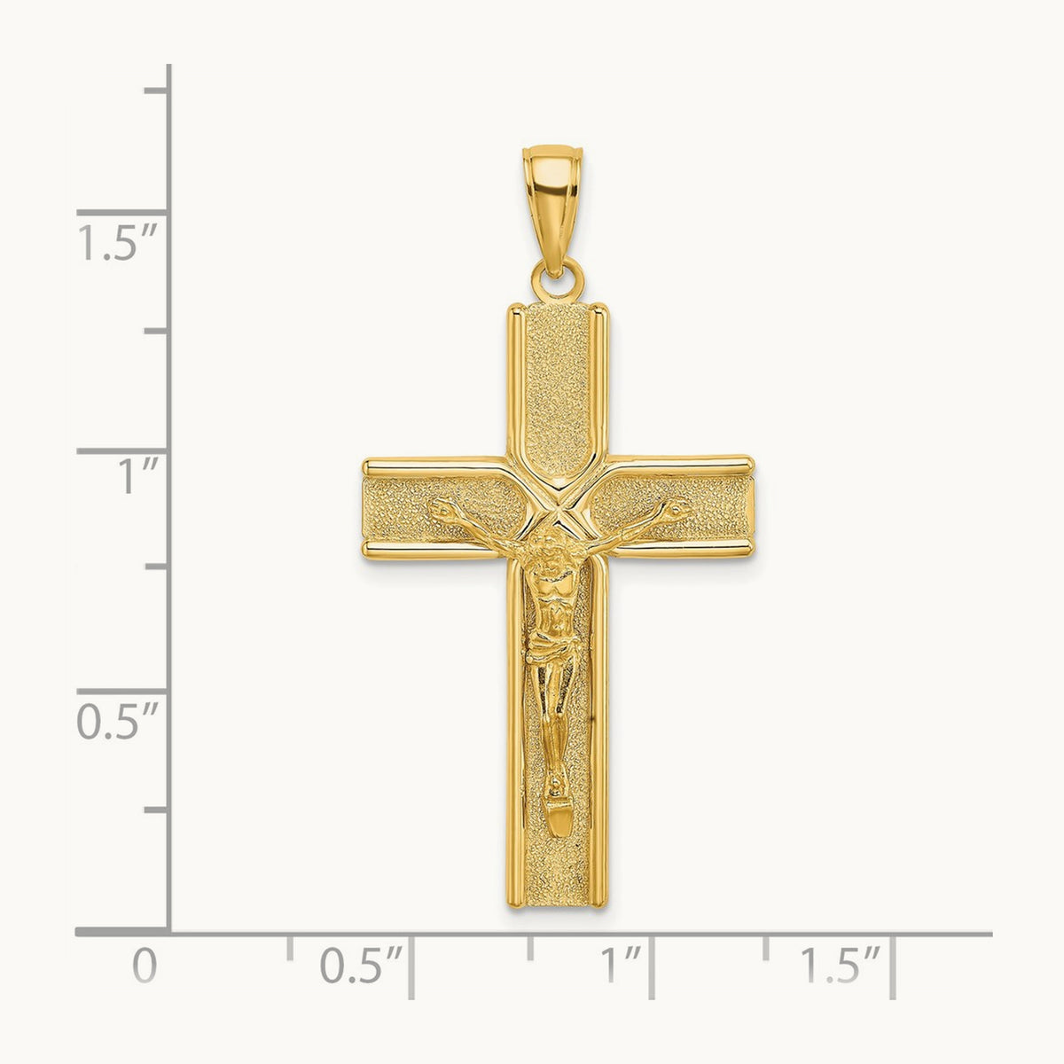 W/ Satin Finish Crucifix Charm, 14K
