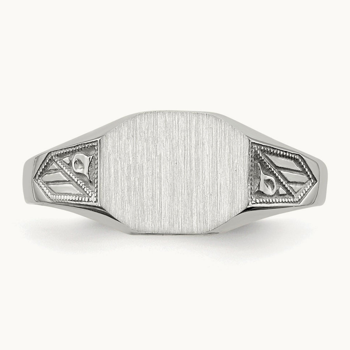 9.0x7. Closed Back Signet Ring, 0mm, 14K White Gold
