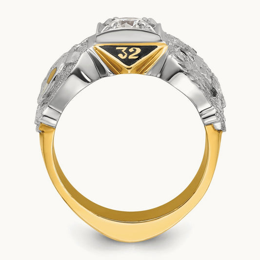 14ktt IBGoodman Men's Enamel & Diamond Eagle Masonic Shriner's Ring