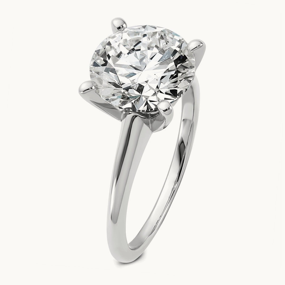 Round Solitaire Engagement Ring, 0.25-5.00 ct tw Lab-Grown Diamond — 4 ct, 14K White Gold
