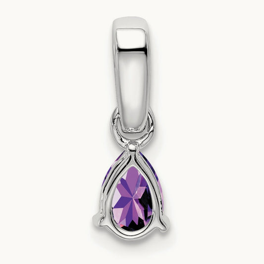 Pear Amethyst and Diamond Pendant — 14K White Gold