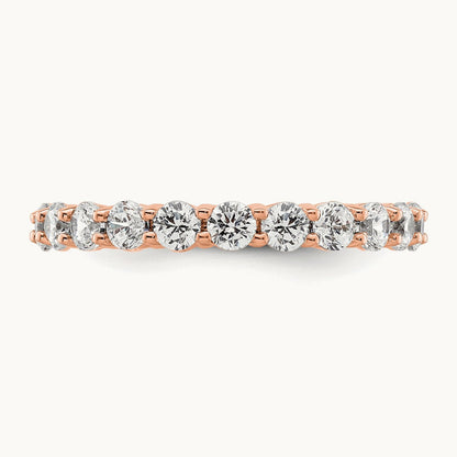 Polished Shared Prong 2ct Diamond Eternity Band, 14K Gold in 14K Rose Gold