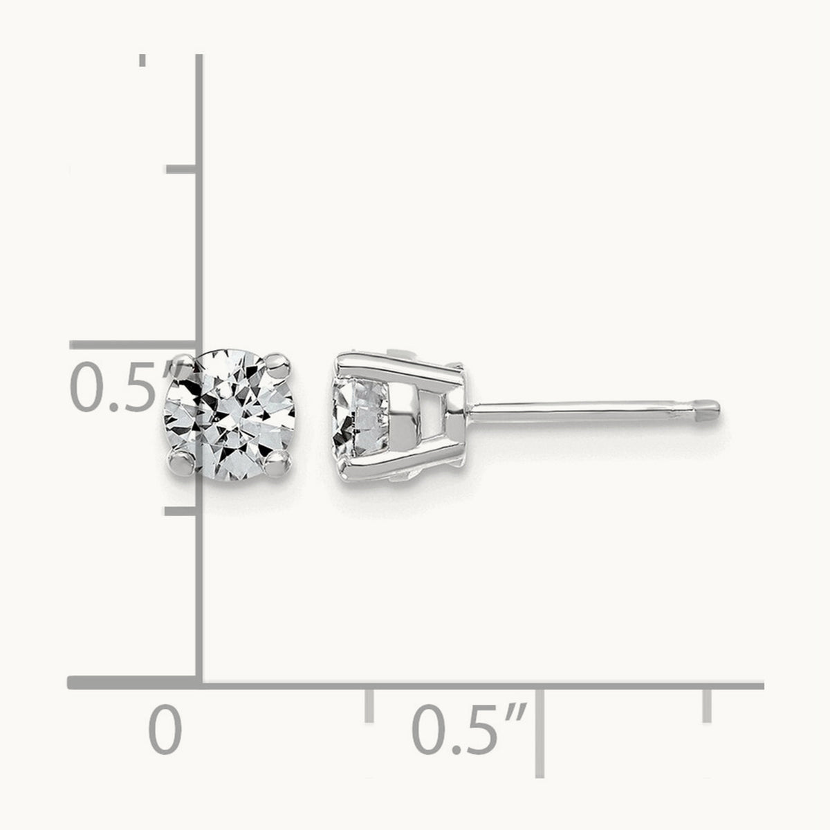 Round Angled Stud Earrings, 0.50-4.00 ct tw Lab-Grown Diamond — 7/8 ct, 14K White Gold