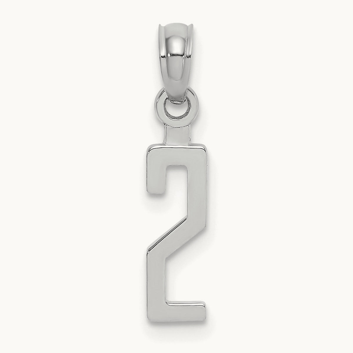Polished Number 2 Pendant — 14K White Gold, 18.44mm