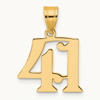Polished Number 41 Pendant, 14K