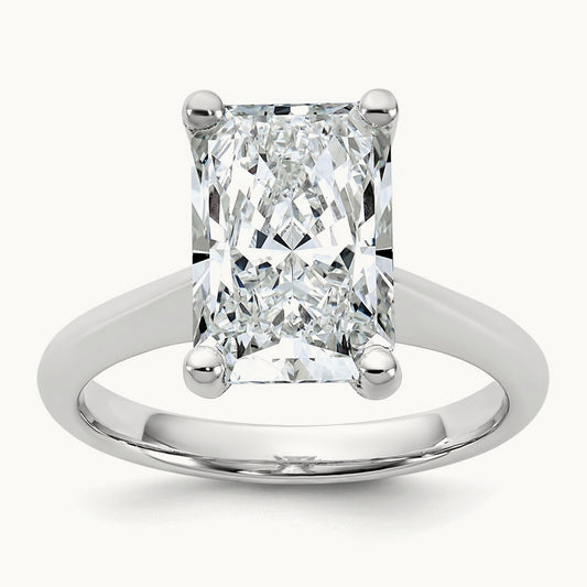Radiant 8X Ring, 4.00 ct tw Lab-Grown Diamond — 14K White Gold
