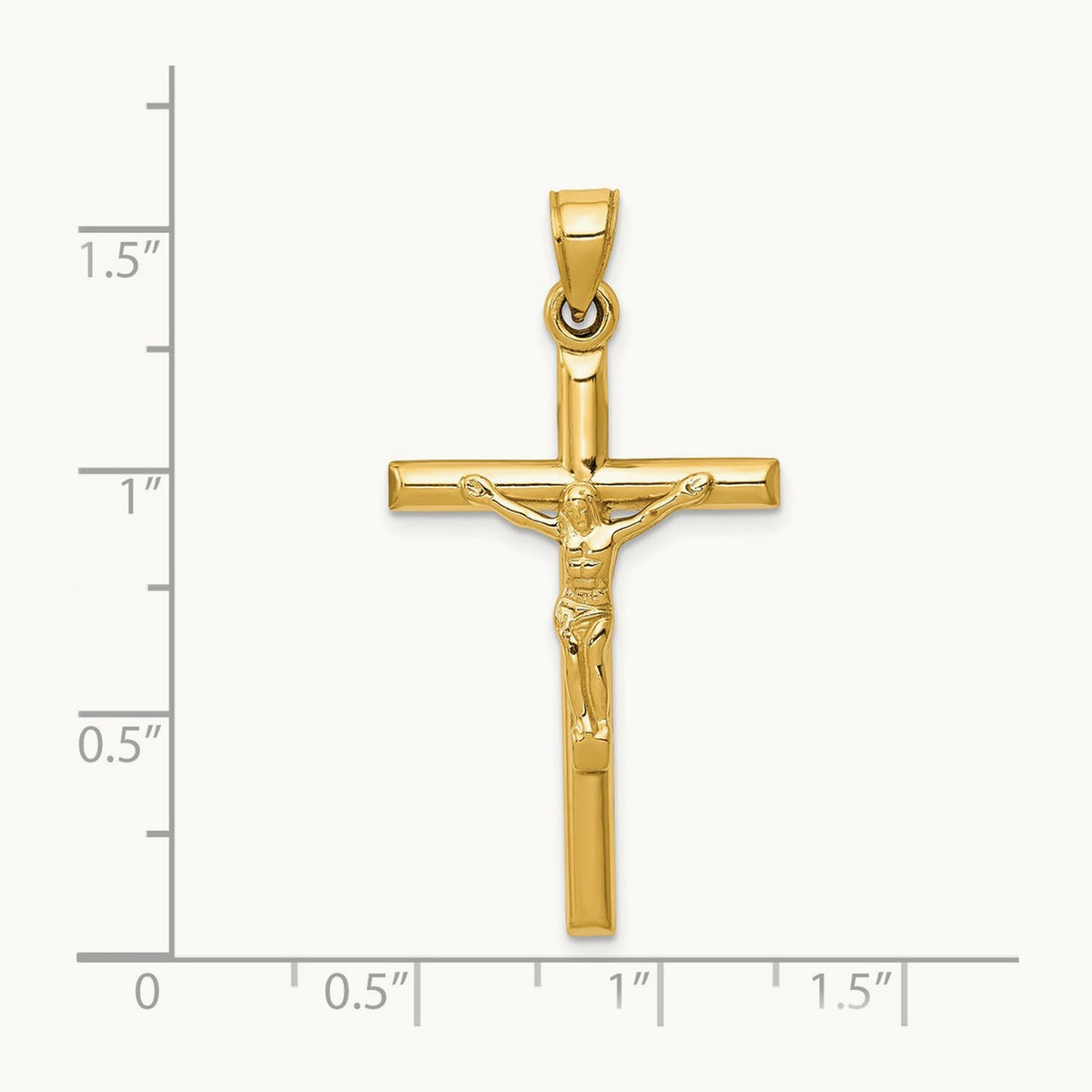 Hollow Crucifix Pendant, 14K