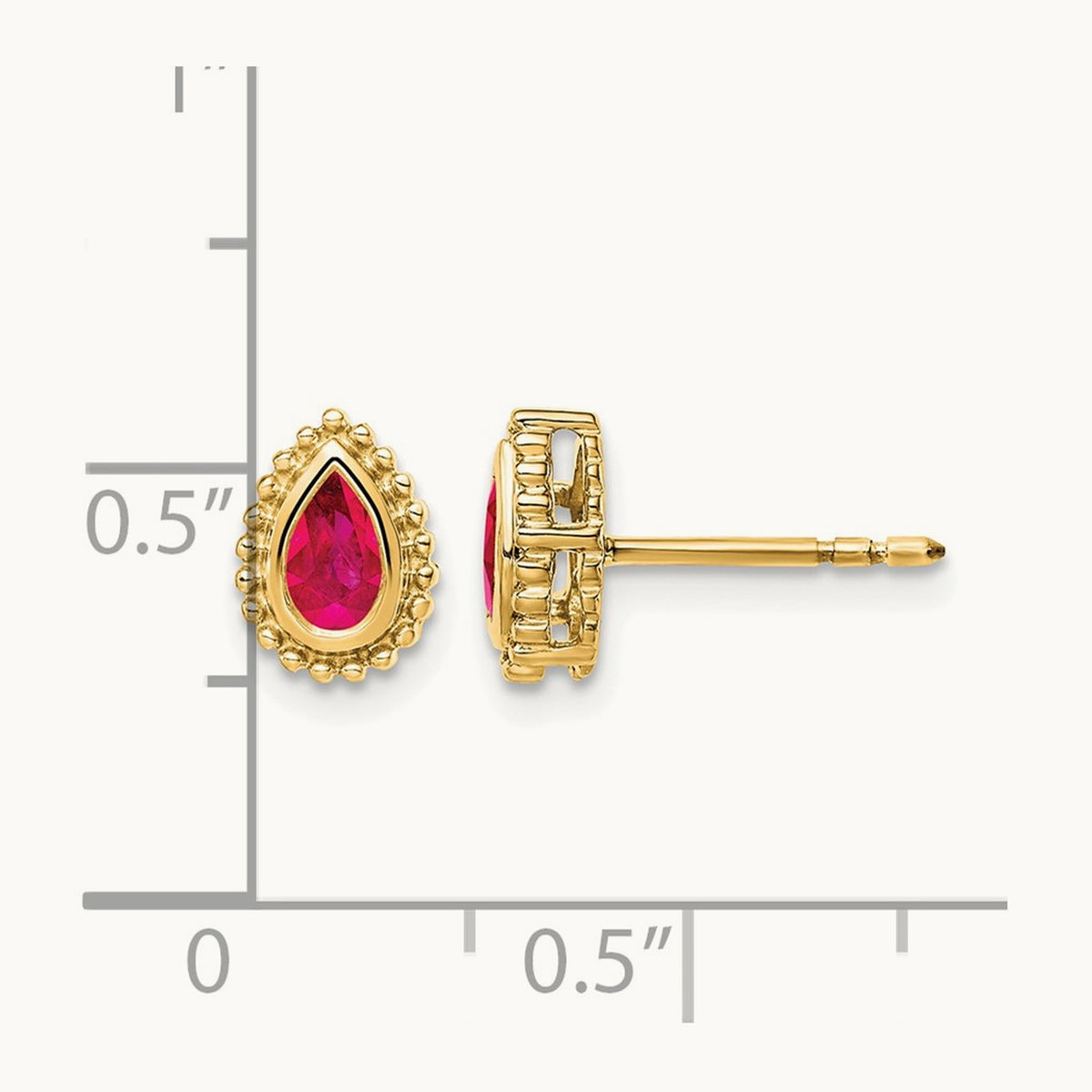Pear Ruby Post Earrings — 14K Yellow Gold