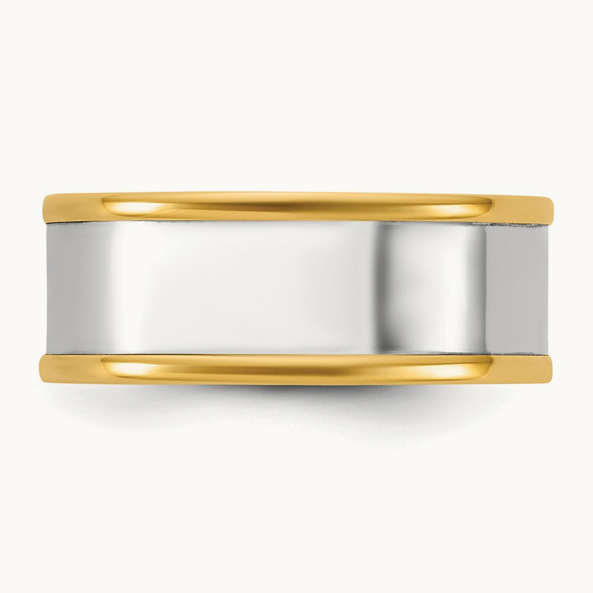 Y/W Step Up Flat Edge Wedding Band, 8mm, 14K Two-tone