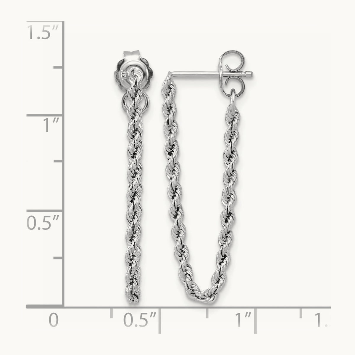 Polished Rope Dangle Earrings — 14K White Gold