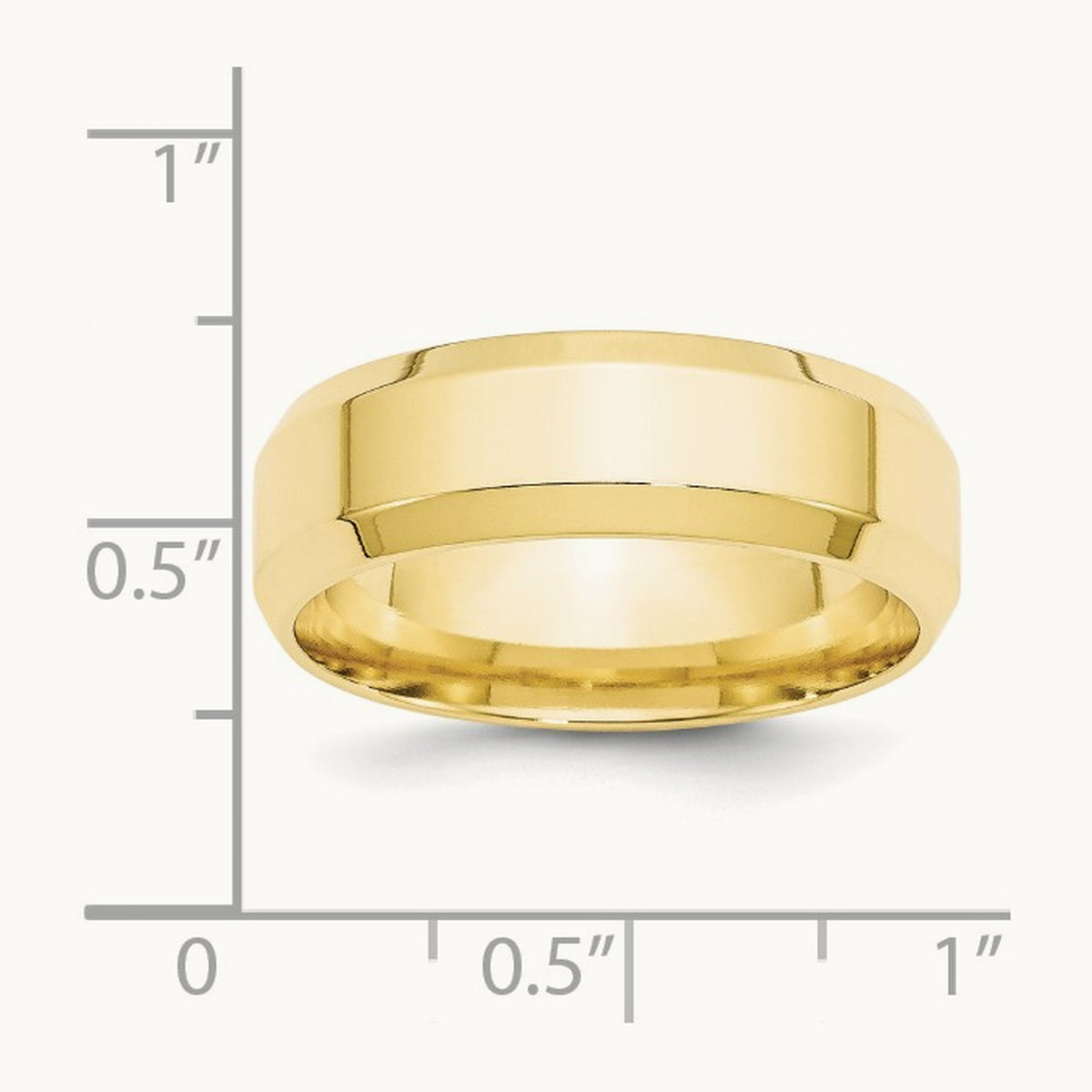 Bevel Edge Comfort Fit Band, 7mm, 10K Yellow Gold