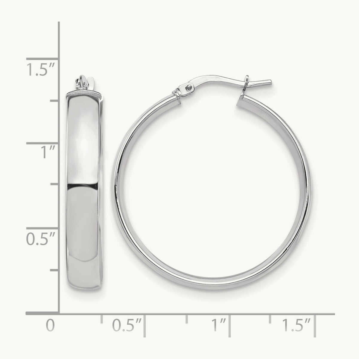 High Polished Hoop Earrings — 14K White Gold