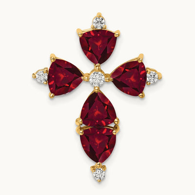Created Ruby Chain Slide Pendant, 0.20 ct tw Lab-Grown Diamond
