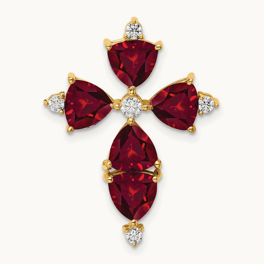 Created Ruby Chain Slide Pendant, 0.20 ct tw Lab-Grown Diamond