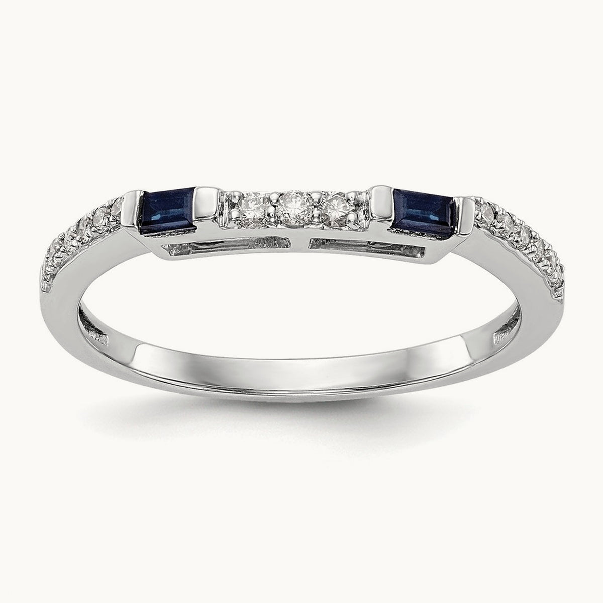 Diamond & Sapphire Wedding Band, 14K White Gold