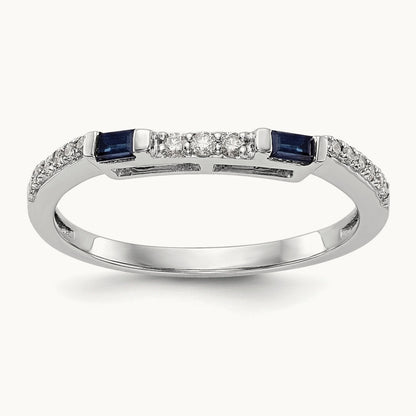 Diamond & Sapphire Wedding Band, 14K White Gold