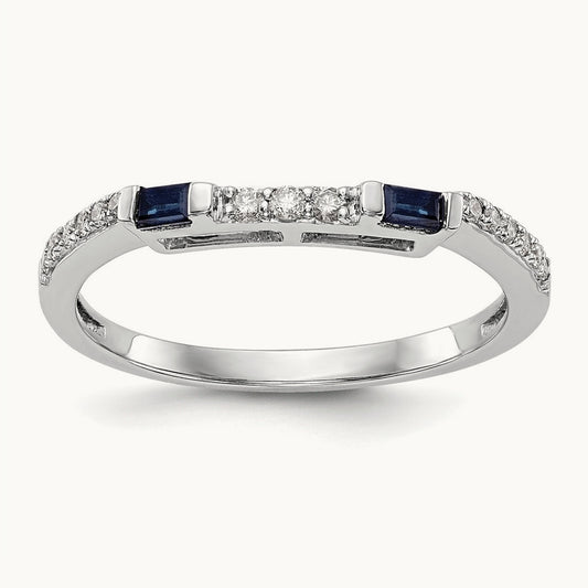 Diamond & Sapphire Wedding Band, 14K White Gold