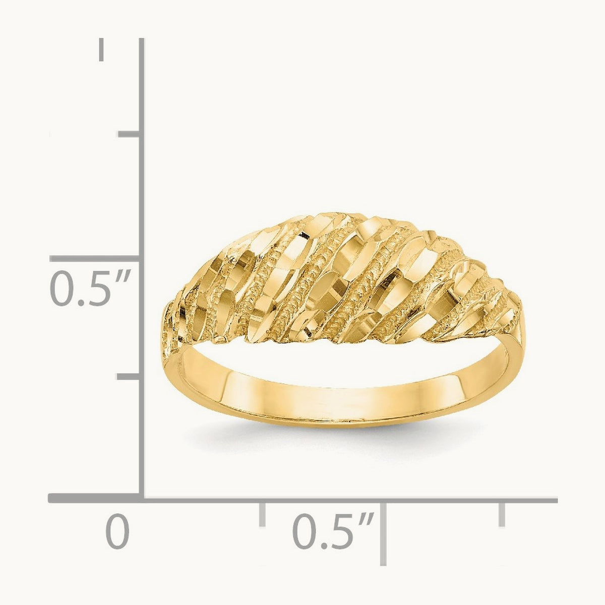 Diamond Cut Dome Ring, 14K