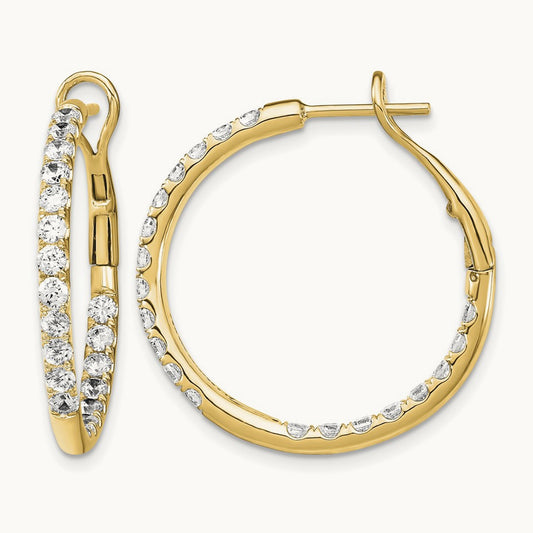 In/Out Hoop Earrings, 2.00 ct tw Lab-Grown Diamond — 14K Yellow Gold