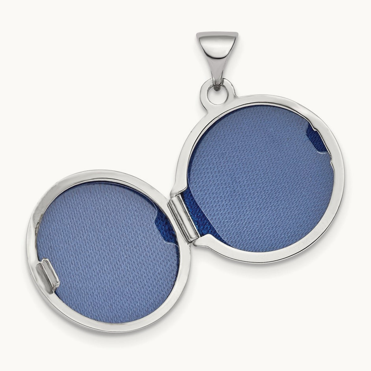 Polished Domed Round Locket — 14K White Gold, 16mm