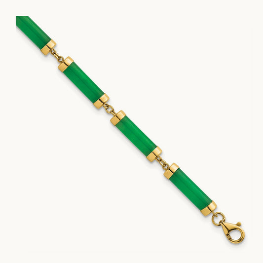 Polished Jade Bars Bracelet, 4.0mm, 14K