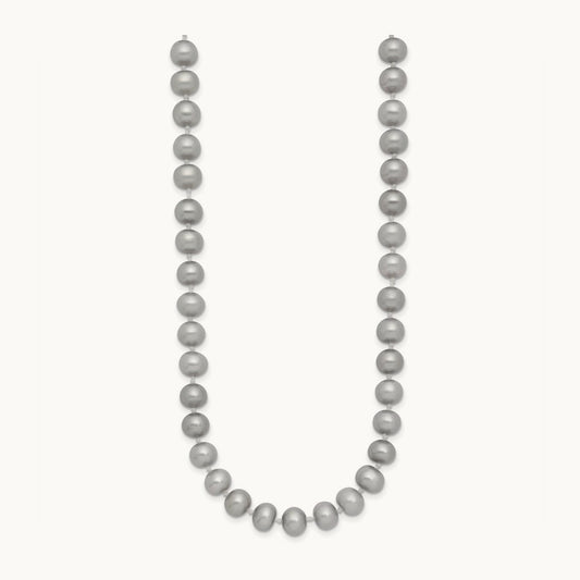 6- Near Round Grey FWC Pearl 18in Necklace, 7mm, 14K
