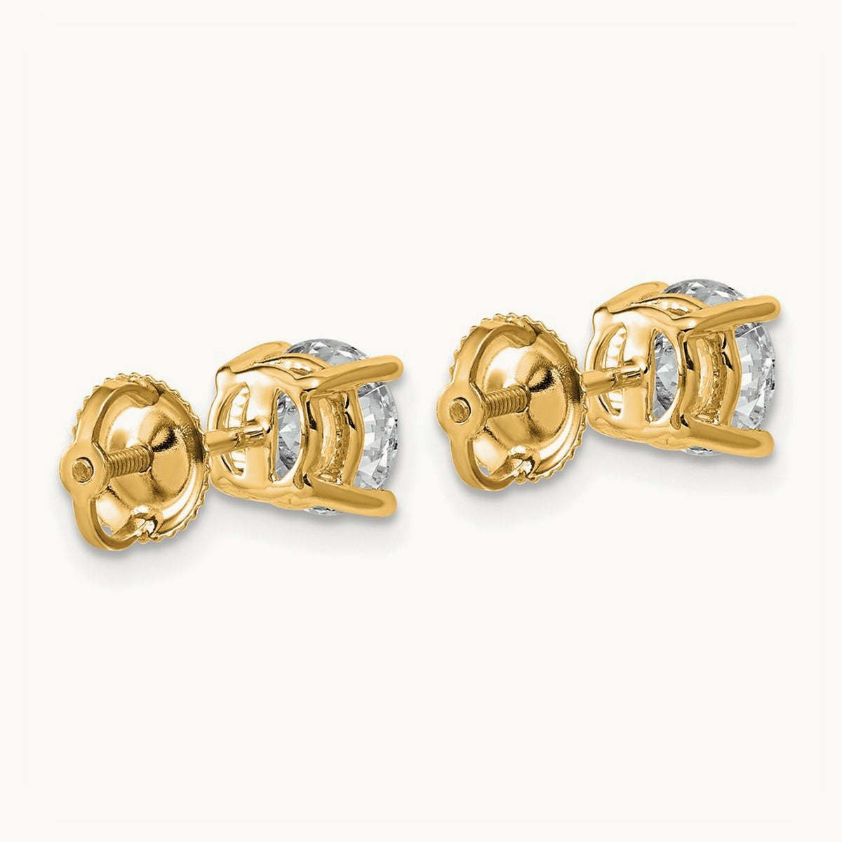 Lightweight Screwback Earrings, 0.25-4.00 ct tw Lab-Grown Diamond — 2 ct, 14K Yellow Gold