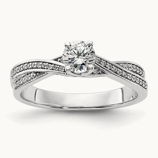 Round Criss-Cross Engagement Ring, 0.50 ct tw