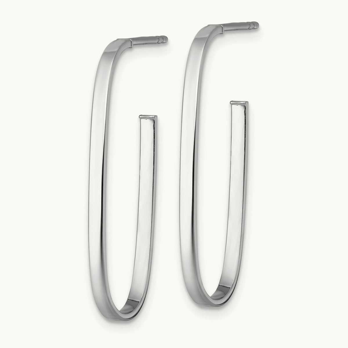 Polished Long Post Hoop Earrings — 14K Two-Tone Gold