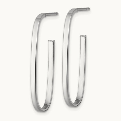 Polished Long Post Hoop Earrings — 14K Two-Tone Gold