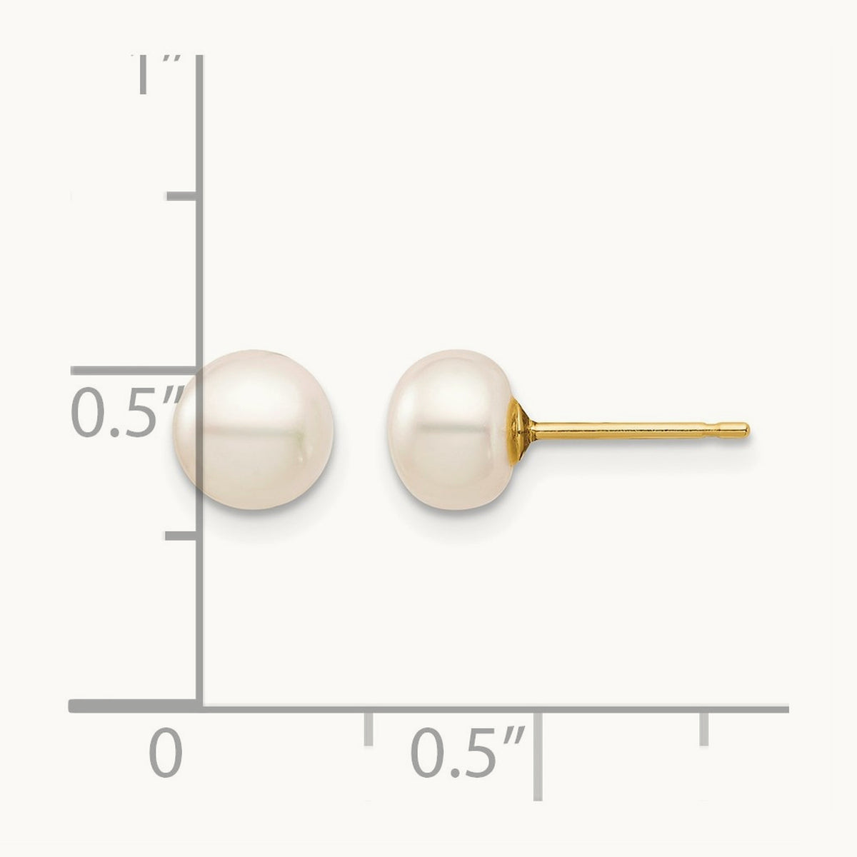 Madi K 6- White Button Freshwater Cultured Pearl Stud Post Earrings, 7mm, 14K