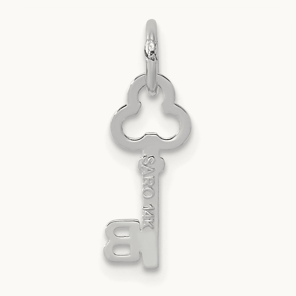 Key Initial Charm — 14K White Gold, B