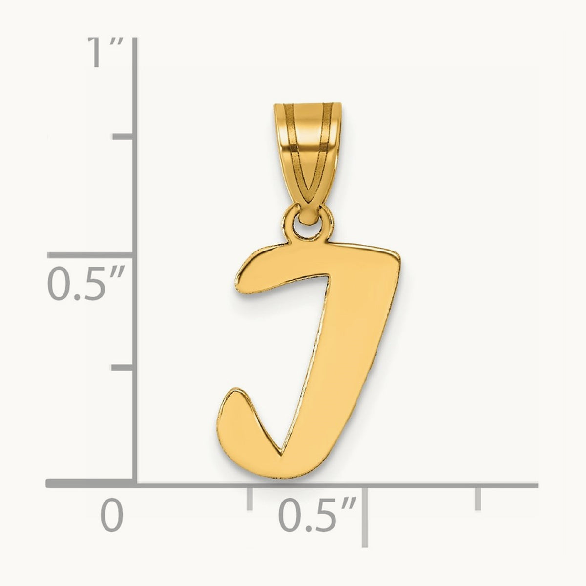 Polished Script Initial Pendant — 14K Yellow Gold, I