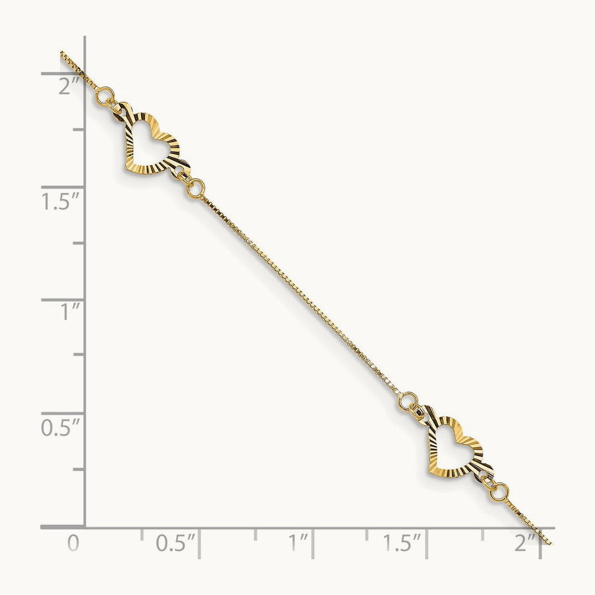 Fancy Heart Bracelet — 14K Yellow Gold
