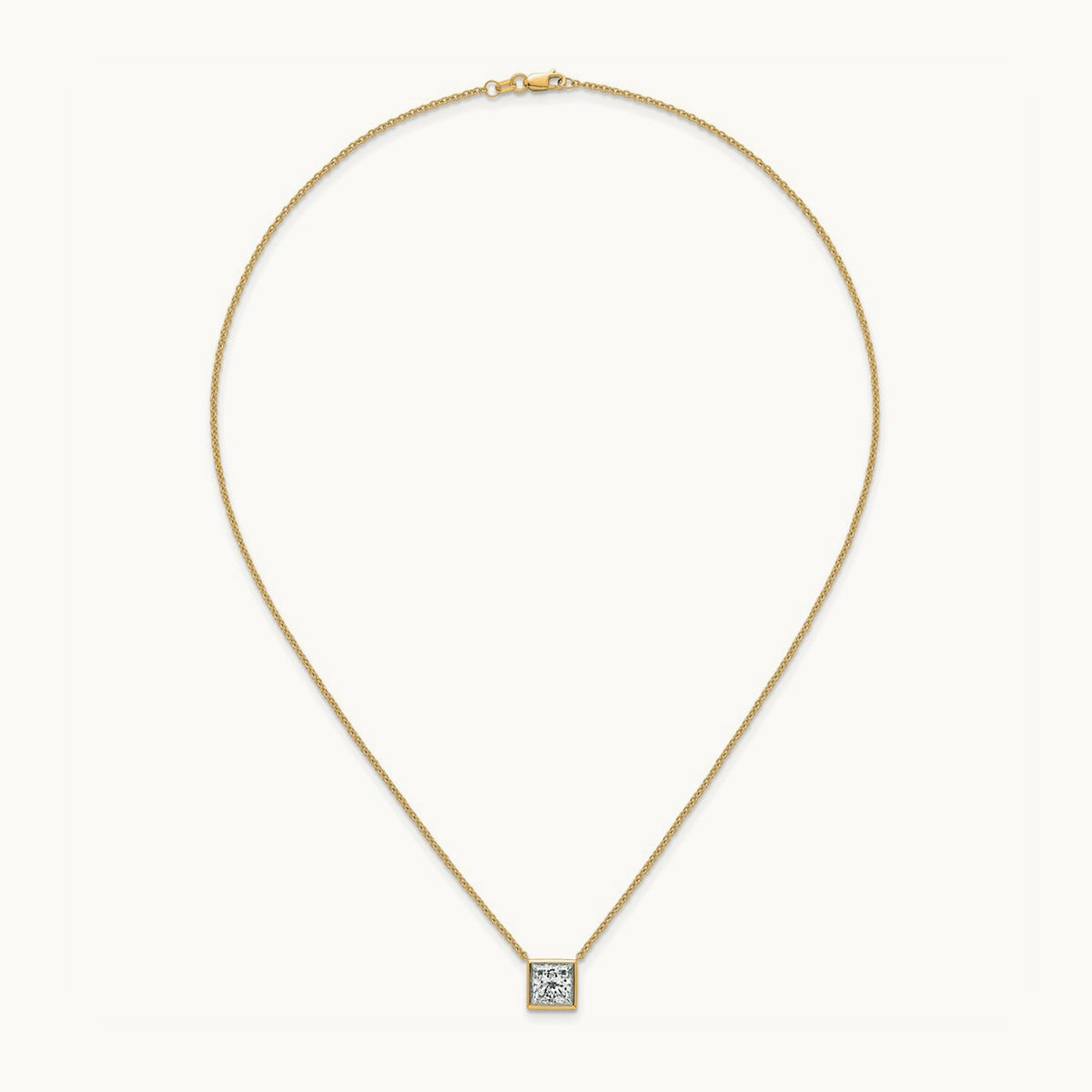 Princess Bezel Set Pendant, 1.00-4.00 ct tw Lab-Grown Diamond — 2 1/2 ct, 14K Yellow Gold