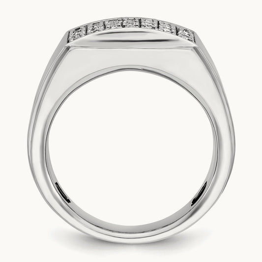 IBGoodman Men's Polished & Satin Diamond Cluster Ring, 14K White Gold