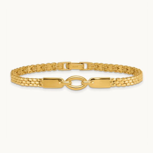 Polished Fancy Link 7.5in Bracelet, 14K