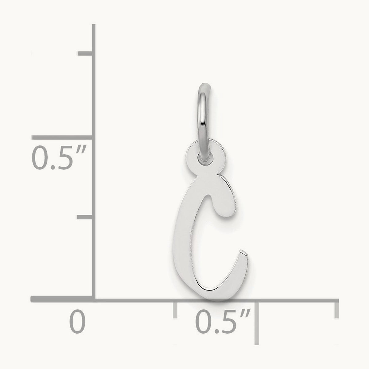 Small Slanted Block Initial Charm — 14K White Gold, C