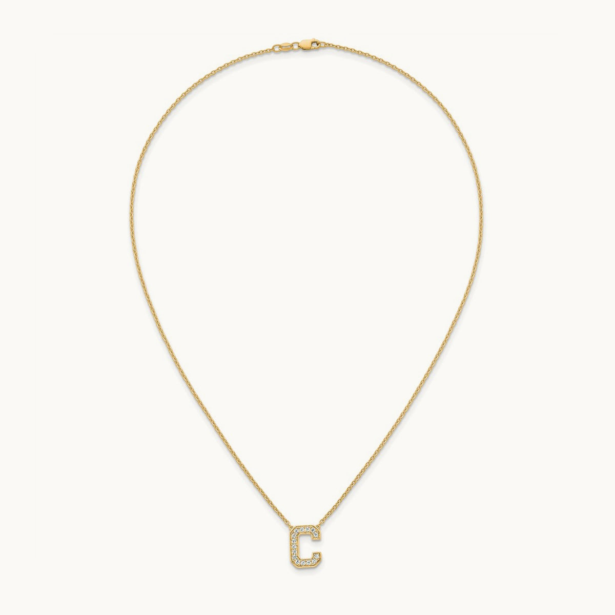 Initial Necklace — 14K Yellow Gold, C, 1/3 ct