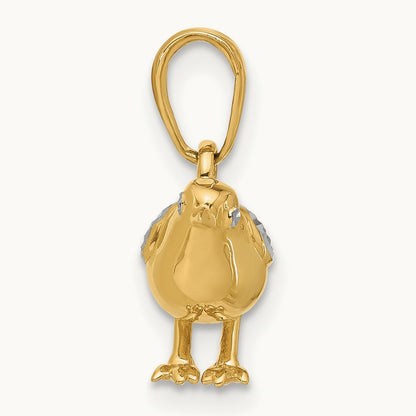 D/C 3D Bird Pendant, 14K with White Rhodium
