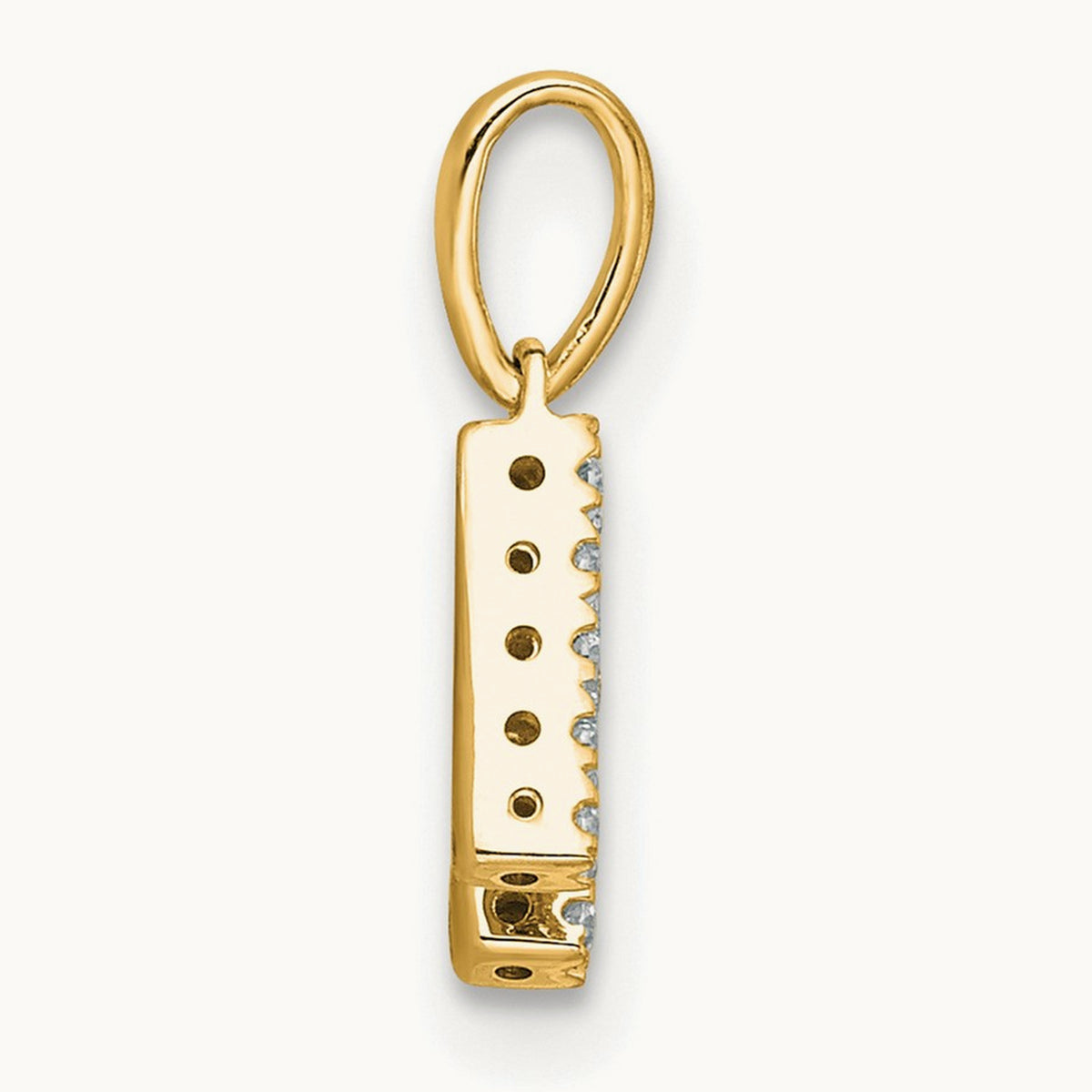Diamond Initial with Bail Pendant — 14K Yellow Gold, H
