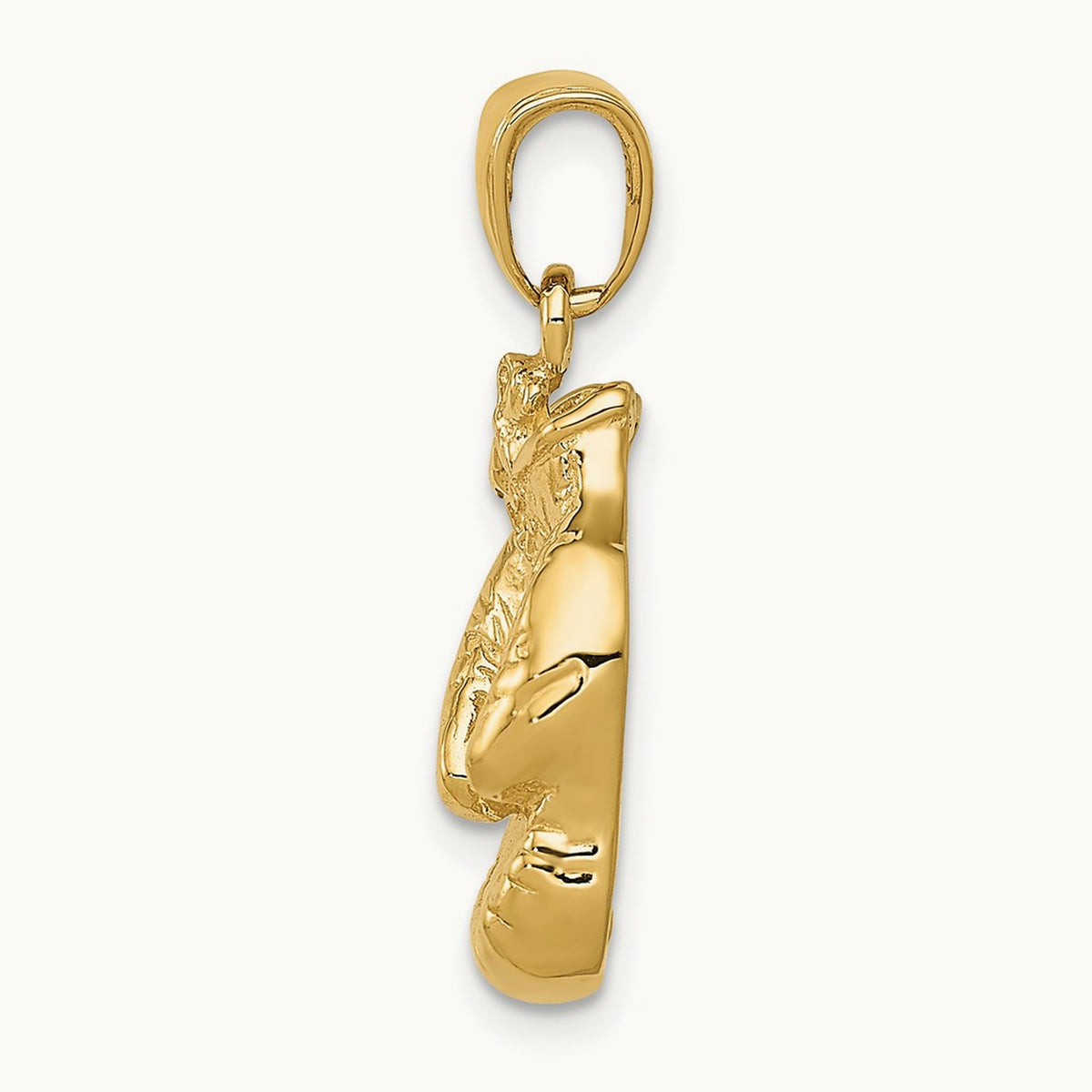 Solid Polished Open-Backed Boxing Gloves Pendant — 29mm