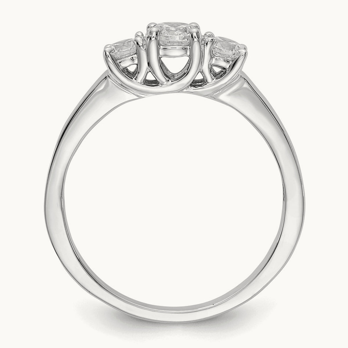 Two-Tone Basket 3 Stone Engagement Ring — 14K White Gold, VS/SI (Great) · Certified, 7